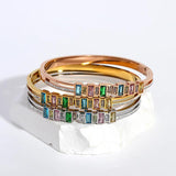 Multicolour Rhinestone Zircon Steel Bangles Bracelet Women