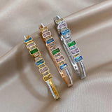Multicolour Rhinestone Zircon Steel Bangles Bracelet Women