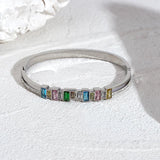 Multicolour Rhinestone Zircon Steel Bangles Bracelet Women