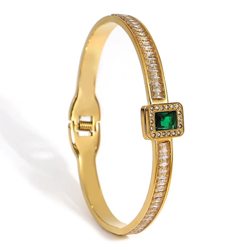 Crystal Zircon Stainless Steel Bangles for Women