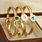 Crystal Zircon Stainless Steel Bangles for Women