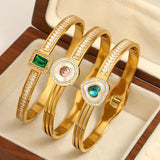 Crystal Zircon Stainless Steel Bangles for Women