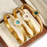 Crystal Zircon Stainless Steel Bangles for Women