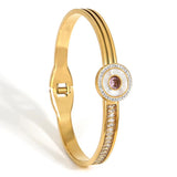 Crystal Zircon Stainless Steel Bangles for Women