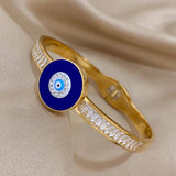 Vintage Evil Eye Bracelet Good Luck Charm Zircon Enamel Eye Bracelet for Women