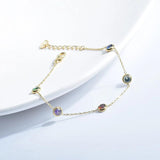 Dainty Chain Bracelet with Stone Charm, Stainless Steel Layering Jewelry