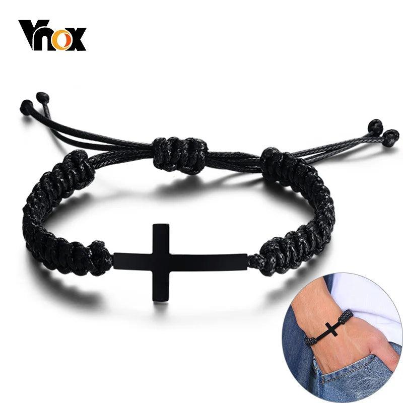 Cross Charm Bracelet Braided Rope Unisex Jewelry