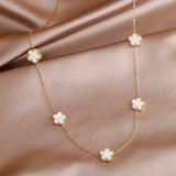 Vintage Stainless Steel Flower Charm Bracelet for Women