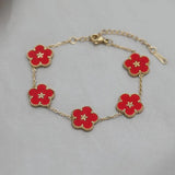 Vintage Stainless Steel Flower Charm Bracelet for Women