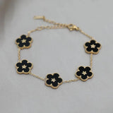 Vintage Stainless Steel Flower Charm Bracelet for Women