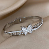 316L Stainless Steel Zircon Butterfly Charm Bracelet for Women