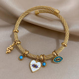 Evil Eye Snake Tassel Bracelet Stainless Steel