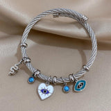 Evil Eye Snake Tassel Bracelet Stainless Steel