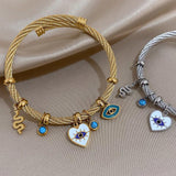 Evil Eye Snake Tassel Bracelet Stainless Steel