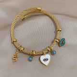 Evil Eye Snake Tassel Bracelet Stainless Steel