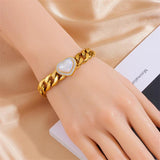 316L Stainless Steel Heart Shaped Bracelet Thick Chain Bangle
