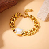 316L Stainless Steel Heart Shaped Bracelet Thick Chain Bangle