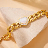 316L Stainless Steel Heart Shaped Bracelet Thick Chain Bangle
