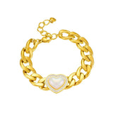 316L Stainless Steel Heart Shaped Bracelet Thick Chain Bangle