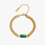 316L Stainless Steel Green Crystal Charm Bangles Bracelet For Women Girl