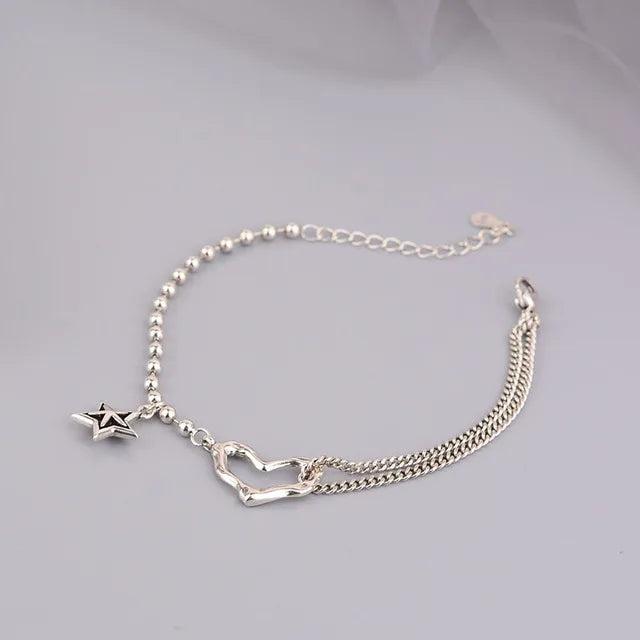 Silver Bracelets Chain LOVE Heart Star Party Jewelry Girl