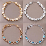 Zircon Heart Stainless Steel Chain Bracelet Plated Charm Bracelets