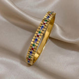 Multicolor Rhinestone Zircon Bangles Bracelet Women Waterproof Jewelry