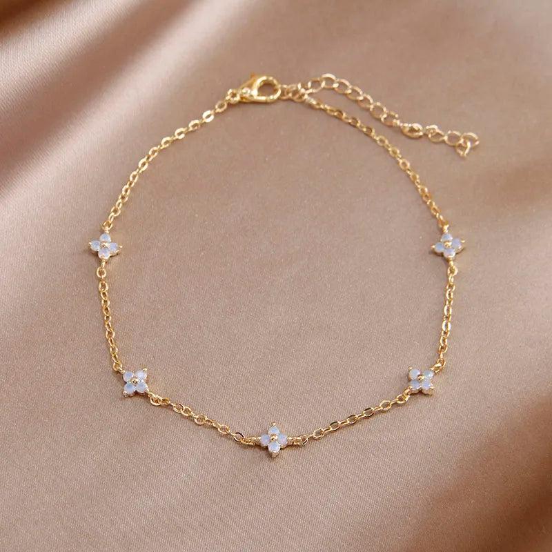 Crystal Flower Charm Bracelet Zirconia Jewelry Gift