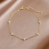 Crystal Flower Charm Bracelet Zirconia Jewelry Gift