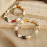 Women's Beaded Bracelet Stainless Steel Natural Stone Pearl Charm