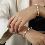 Women's Beaded Bracelet Stainless Steel Natural Stone Pearl Charm