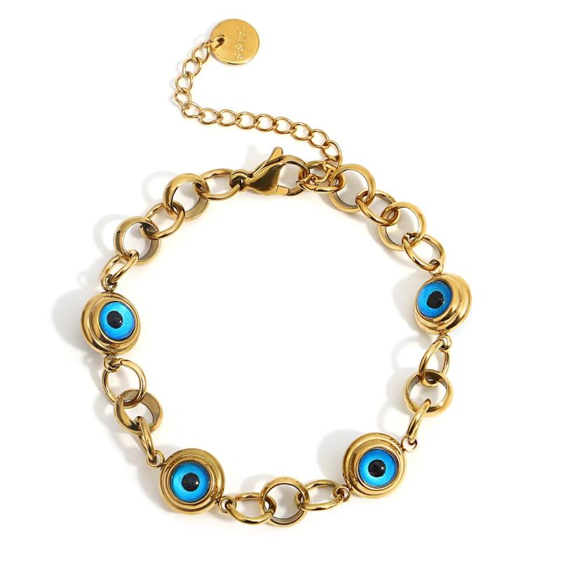 Vintage Eyes Charm Stainless Steel Chain Bracelet