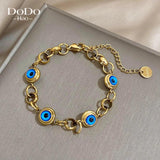 Vintage Eyes Charm Stainless Steel Chain Bracelet