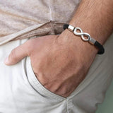 Infinity Charm Bracelet Gift for Her/Him, PU Leather Bangle