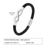 Infinity Charm Bracelet Gift for Her/Him, PU Leather Bangle