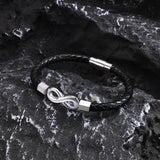 Infinity Charm Bracelet Gift for Her/Him, PU Leather Bangle