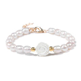 Baroque Natural Pearls Beads Bracelet with Shell Rose Flower Charm