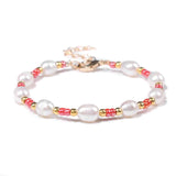 Baroque Natural Pearls Beads Bracelet with Shell Rose Flower Charm