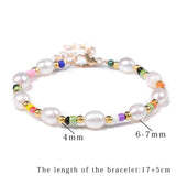 Baroque Natural Pearls Beads Bracelet with Shell Rose Flower Charm