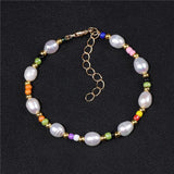 Baroque Natural Pearls Beads Bracelet with Shell Rose Flower Charm