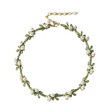 Floral Leaf Bracelets Alloy Enamel Lily Valley Charm Chain Bangle Bracelets