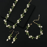 Floral Leaf Bracelets Alloy Enamel Lily Valley Charm Chain Bangle Bracelets