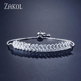 Zirconia Leaf Adjustable Bracelets For Women Wedding Crystal BP1009