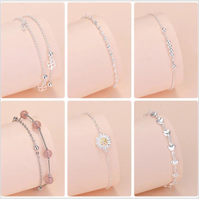 Tibetan Silver Charm Bracelet with Beads Pendants for Women