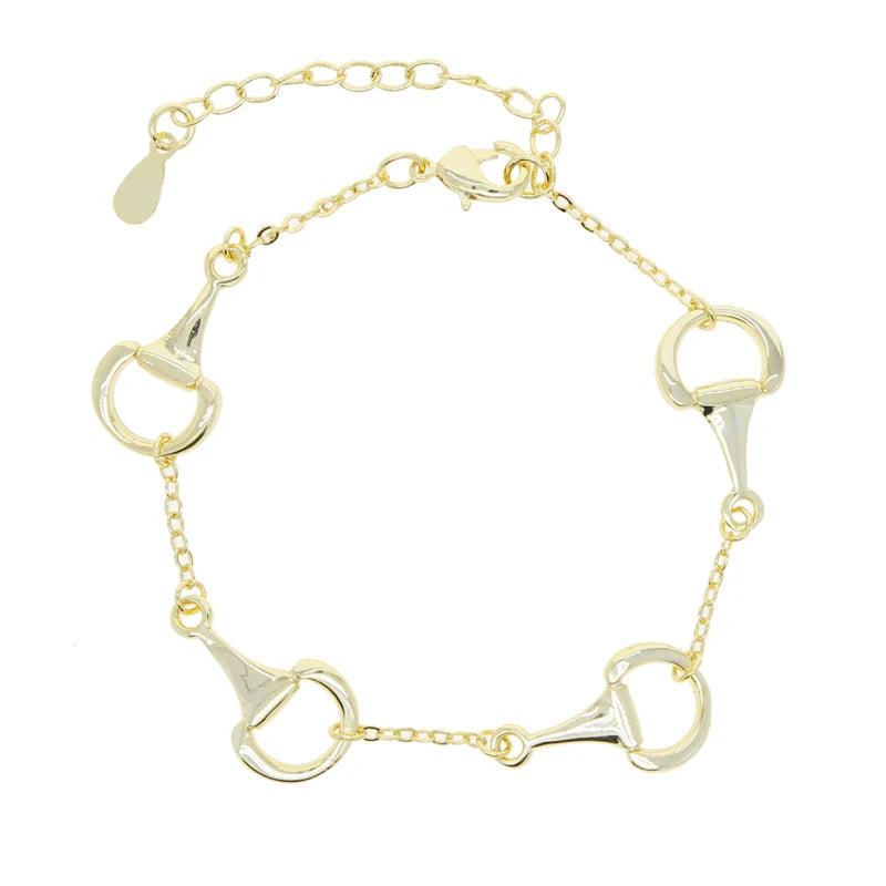 Equestrian Bit Chain Bracelet Bangle 18K Plated Snaffle Link Horse Lover Charm