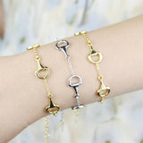 Equestrian Bit Chain Bracelet Bangle 18K Plated Snaffle Link Horse Lover Charm