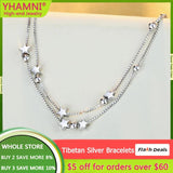 Tibetan Silver Chain Bracelet with Stars Beads Charms
