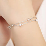 Tibetan Silver Chain Bracelet with Stars Beads Charms