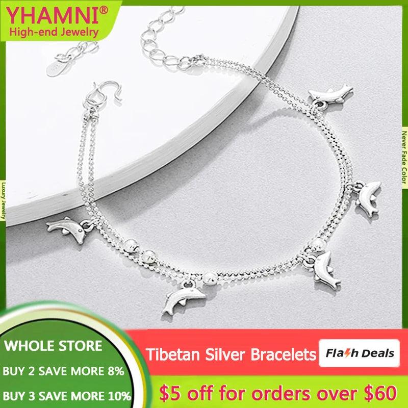 Tibetan Silver Dolphin Bracelet for Women