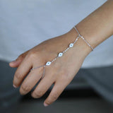 Enamel Evil Eye Charm Long Chain Women Slave Bracelet